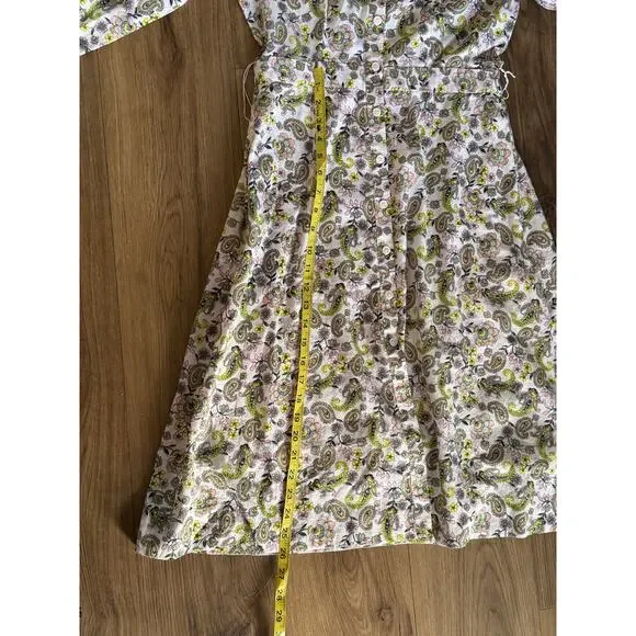 Court & Rowe Shirt Dress Paisley Floral Pink Yellow Tie Waist Women 6 - Picture 9 of 9